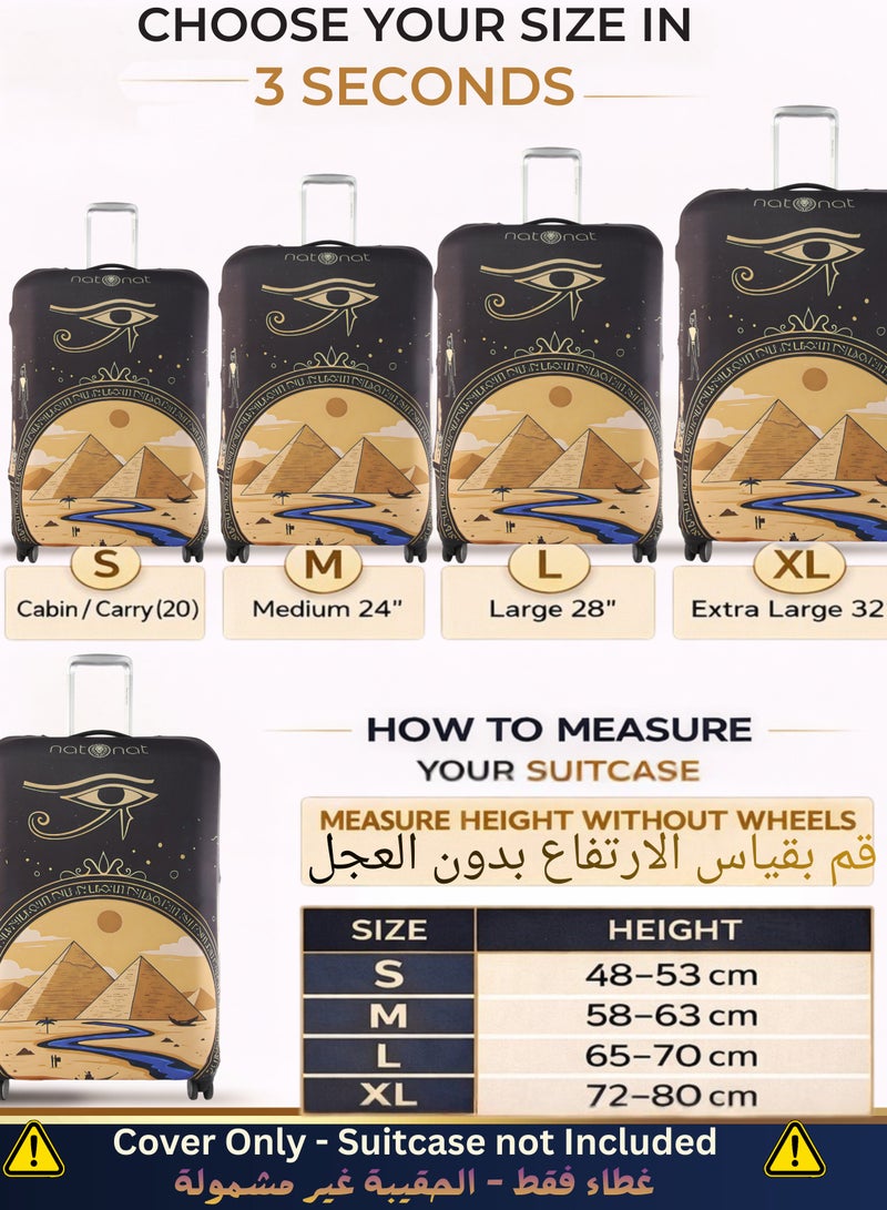 natOnat Travel Luggage Cover Protector - Suitcase Cover - Stretchy, Washable Spandex & Polyester - Protects Against Dirt & Scratches - Pyramids Design - Fits 72-81 CM Height ( X Large ) - Image 2